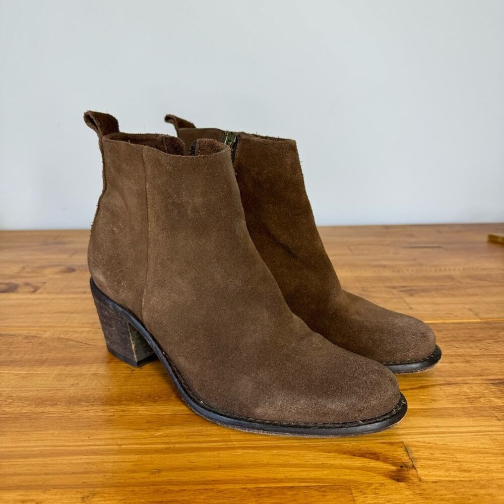 Diesel Pinky Brown Leather Side Zip Ankle Heeled Boots Size 39 - Picture 1 of 6